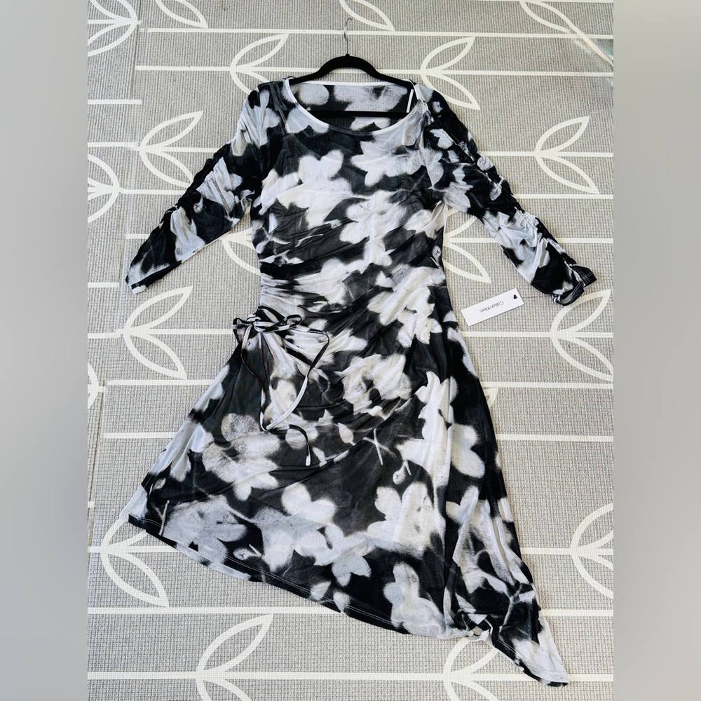 Calvin Klein Black Side Ruched Dress